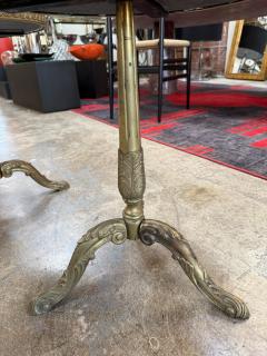 Pair of Italian Brass Pedestal Side Tables with Marble Tops 1970s - 4477080