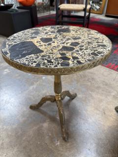 Pair of Italian Brass Pedestal Side Tables with Marble Tops 1970s - 4477084