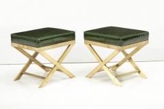 Pair of Italian Brass X Benches - 1099966