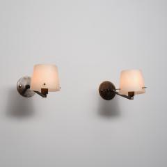 Pair of Italian Brass and Opaline Glass Wall Sconces 1950s - 4416076