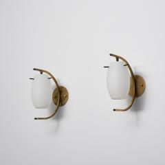 Pair of Italian Brass and Opaline Glass Wall Sconces 1950s - 4423056
