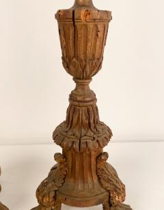 Pair of Italian Candlesticks Carved Wood with Gilding circa 1880 - 2882129