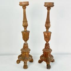 Pair of Italian Candlesticks Carved Wood with Gilding circa 1880 - 2882131
