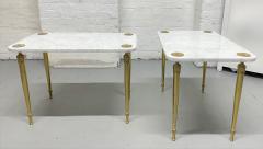 Pair of Italian Carrara Marble and Brass Side Tables - 2505748