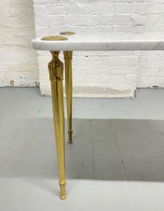 Pair of Italian Carrara Marble and Brass Side Tables - 2505749