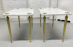 Pair of Italian Carrara Marble and Brass Side Tables - 2505752