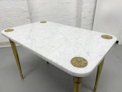 Pair of Italian Carrara Marble and Brass Side Tables - 2505755