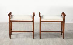 Pair of Italian Carved Walnut Art Deco Stools circa 1940 - 4420654