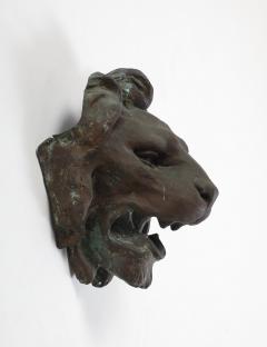 Pair of Italian Cast Bronze Lion Mask Architectural Elements 19th century - 4783856
