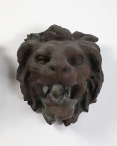 Pair of Italian Cast Bronze Lion Mask Architectural Elements 19th century - 4783907