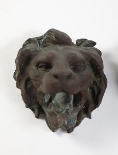 Pair of Italian Cast Bronze Lion Mask Architectural Elements 19th century - 4783919