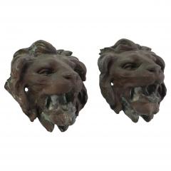 Pair of Italian Cast Bronze Lion Mask Architectural Elements 19th century - 4783932