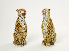 Pair of Italian Ceramic female and male Leopard Sculptures 1960s - 2617152