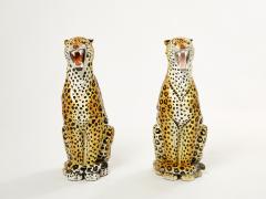 Pair of Italian Ceramic female and male Leopard Sculptures 1960s - 2617153