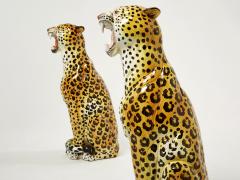 Pair of Italian Ceramic female and male Leopard Sculptures 1960s - 2617155