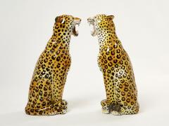 Pair of Italian Ceramic female and male Leopard Sculptures 1960s - 2617156