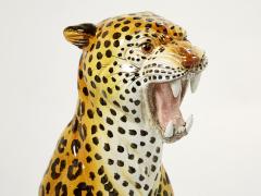 Pair of Italian Ceramic female and male Leopard Sculptures 1960s - 2617157