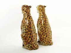 Pair of Italian Ceramic female and male Leopard Sculptures 1960s - 2617158