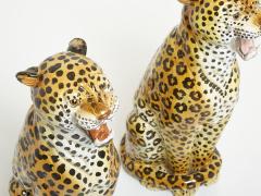 Pair of Italian Ceramic female and male Leopard Sculptures 1960s - 2617160