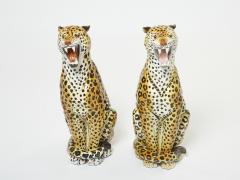 Pair of Italian Ceramic female and male Leopard Sculptures 1960s - 2617162