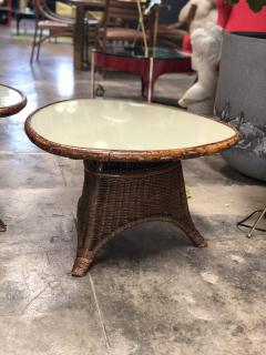Pair of Italian Coffee Tables in Rattan and Glass 1960s - 640354