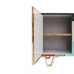 Pair of Italian Colored Glass Sideboards with Solid Wood Structure 1950s - 4413481