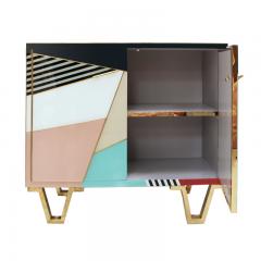 Pair of Italian Colored Glass Sideboards with Solid Wood Structure 1950s - 4413491