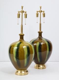 Pair of Italian Drip Glaze ceramic Lamps - 1041231