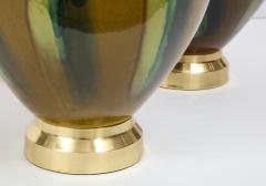 Pair of Italian Drip Glaze ceramic Lamps - 1041236