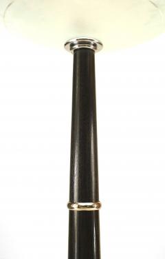 Pair of Italian Ebonized Wood and Chrome Floor Lamp - 1378127