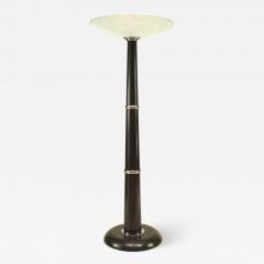 Pair of Italian Ebonized Wood and Chrome Floor Lamp - 1382873