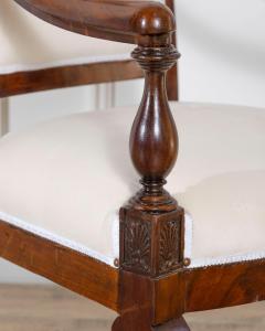 Pair of Italian Empire Armchairs in Mahogany with White Velvet Upholstery Genoa - 4381169