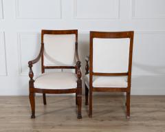 Pair of Italian Empire Armchairs in Mahogany with White Velvet Upholstery Genoa - 4381175