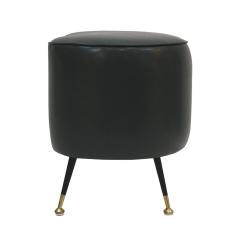 Pair of Italian Footstools in Solid Wood and Green Faux Leather Italy 1960s - 4410635