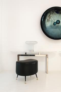 Pair of Italian Footstools in Solid Wood and Green Faux Leather Italy 1960s - 4410639