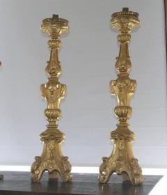 Pair of Italian Giltwood Pricket Candlesticks - 448728