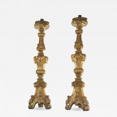 Pair of Italian Giltwood Pricket Candlesticks - 449228