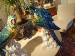 Pair of Italian Glazed Terracotta Parrot Statues - 4487464