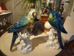 Pair of Italian Glazed Terracotta Parrot Statues - 4487507