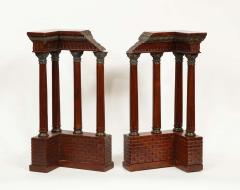 Pair of Italian Grand Tour Mahogany Wood Bronze Roman Ruins Neoclassical Model - 2137743