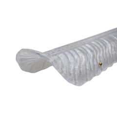 Pair of Italian Hand Blown Murano Glass and Brass Feather Wall Sconces - 4398329