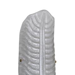 Pair of Italian Hand Blown Murano Glass and Brass Feather Wall Sconces - 4398331