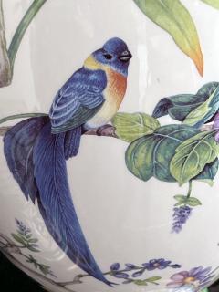 Pair of Italian Hand painted Porcelain Baluster form Lamps with Bird Motifs - 4261274