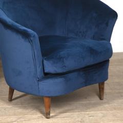 Pair of Italian Lounge Chairs in Blue Velvet - 3611316