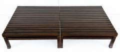 Pair of Italian Low Slatted End Tables or Coffee Tables - 2958227