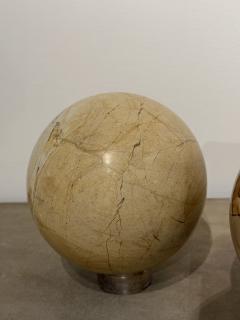 Pair of Italian Marble Spheres on Nickel Bases 1970s - 4237412