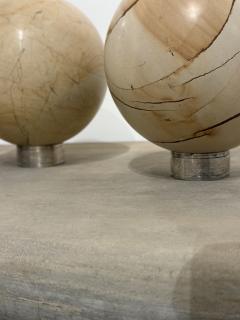Pair of Italian Marble Spheres on Nickel Bases 1970s - 4237414