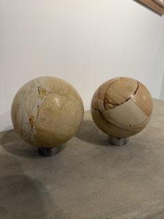 Pair of Italian Marble Spheres on Nickel Bases 1970s - 4237415