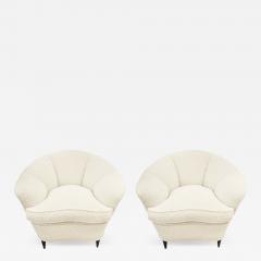 Pair of Italian Mid Century Armchairs with Boucle Fabric - 3468810