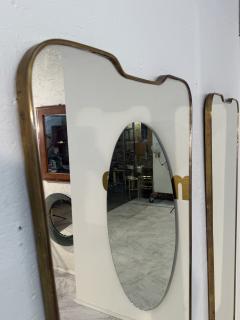Pair of Italian Mid Century Brass Framed Wall Mirrors 1950s - 4357589